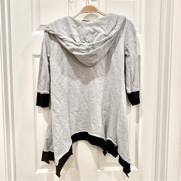 Heather Grey Black Trim Trapeze Skirted Hoodie Hooded Zip Sweatshirt Jacket - Picture 5 of 7